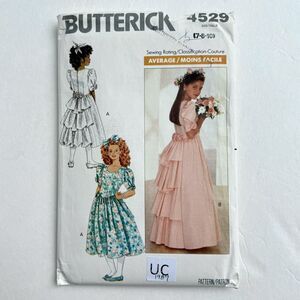 BUTTERICK SEWING PATTERN 4529 GIRLS FLOWER GIRL JUNIOR BRIDESMAID DRESS 7-10 UC
